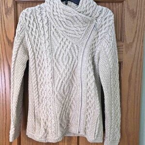 Aran Crafts Cream Cable Knit Turtleneck Sweater